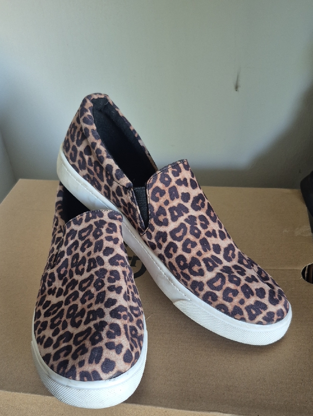 Soda Leopard Print Slip-On Sneakers - Brown & Black